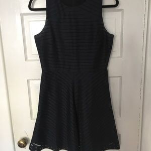Navy Blue fit and flare high neck dress